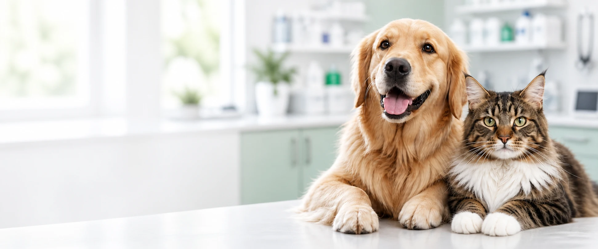 Golden retriever i kot maine coon